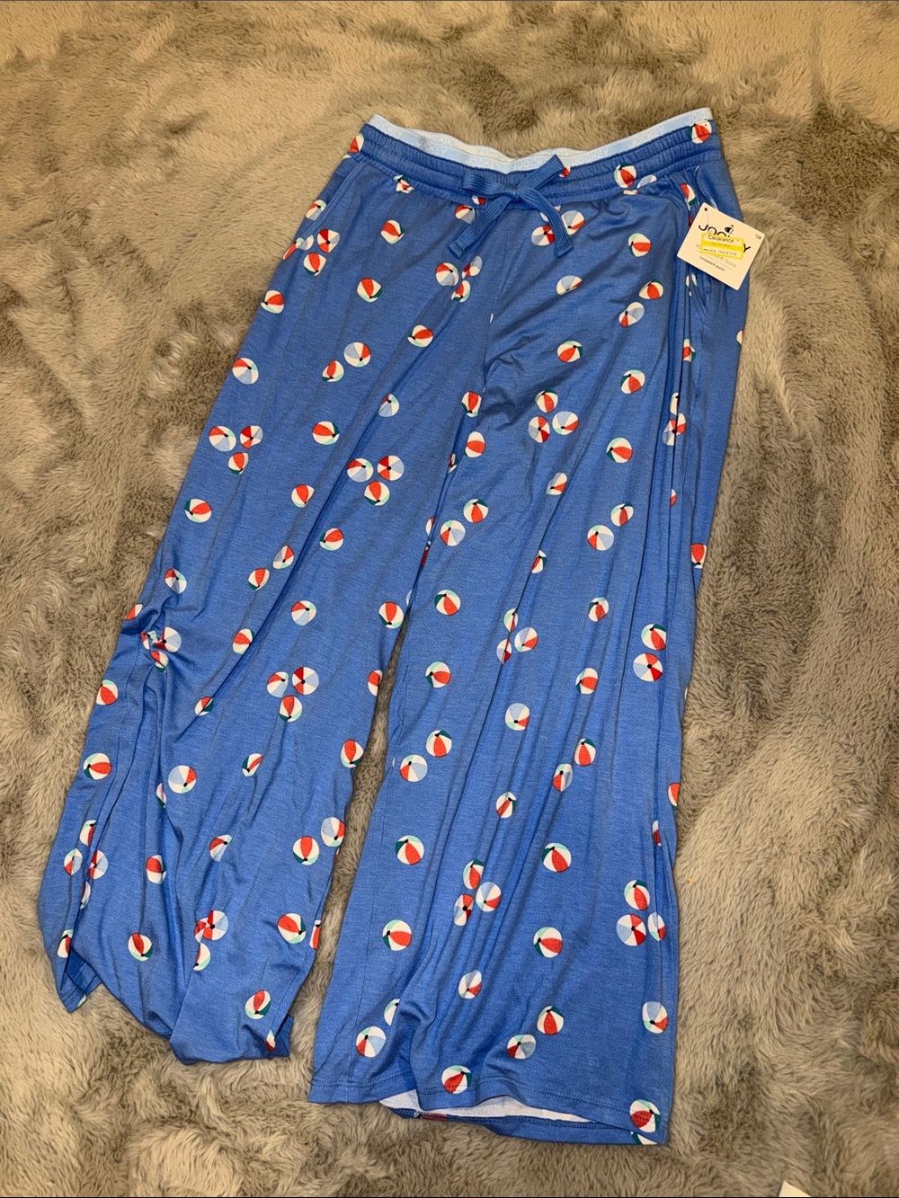 Women’s Blue Beach Ball Print Pajama Pants crop small